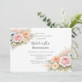 Convites Jantar de Noivas com Florais em Aquarela Suave