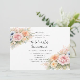 Convites Jantar de Noivas com Florais em Aquarela Suave