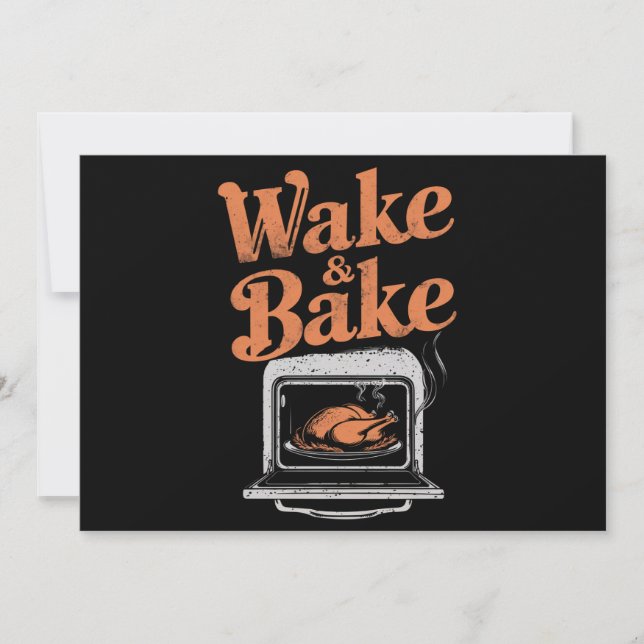 Convites Jantar de Peru Wake Bake Engraçado no Dia de Ação  (Frente)