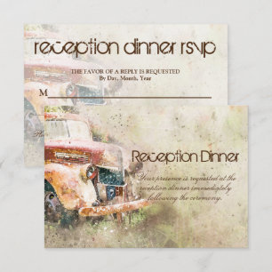 Convites Jantar de Recepção em Caminhão Rústico Antigo RSVP