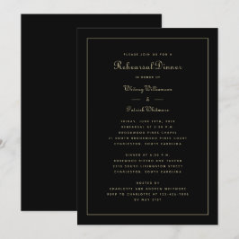 Convites Jantar de Rehearsal Casamento Elegante Preto e Dou