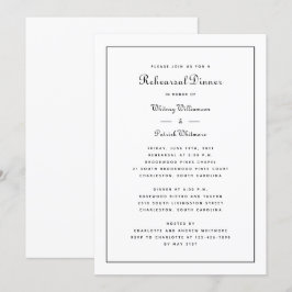 Convites Jantar de Rehearsal Casamento Preto e Branco Elega