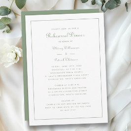 Convites Jantar de Rehearsal Casamento Sage Verde Elegante