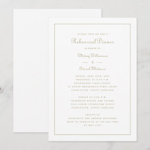 Convites Jantar de Rehearsal Casamento Script Elegante Dour