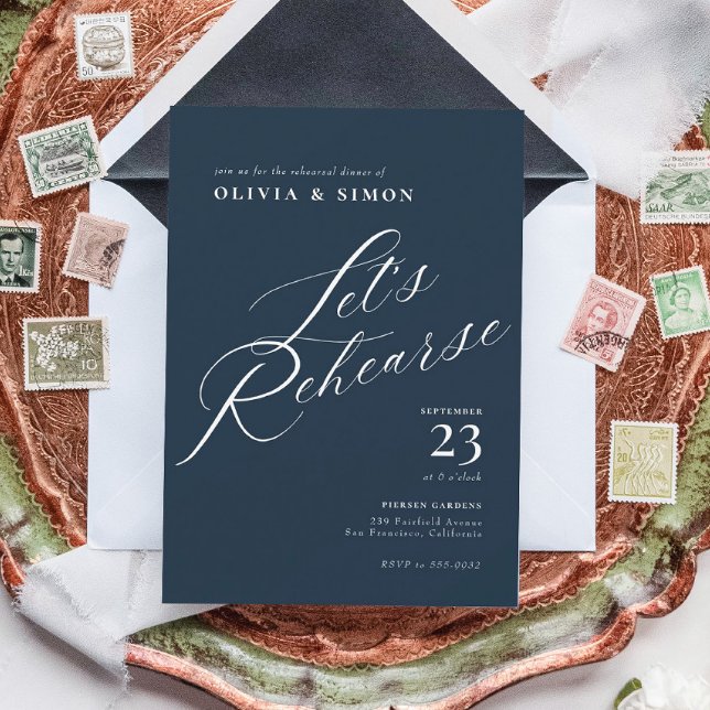 Convites Jantar de Rehearsal de Caligrafia Chic Elegante (Criador carregado)