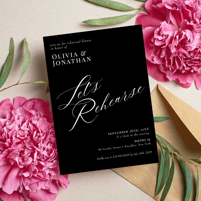 Convites Jantar de Rehearsal de Caligrafia Chique Elegante (Elegant chic calligraphy rehearsal dinner invitation sets a warm, refined tone for your gathering.)