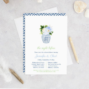 Convites Jantar de Rehearsal de Casamento Azul e Branco Ele