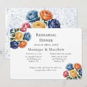 Convites Jantar de Rehearsal de Casamento Blue & Orange Ros