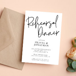 Convites Jantar de Rehearsal de Casamento Branco e Preto