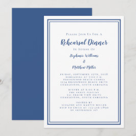 Convites Jantar de Rehearsal de Casamento Clássico Azul e B