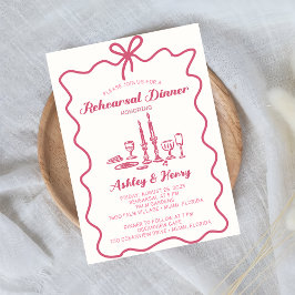 Convites Jantar de Rehearsal de Casamento Desenhado à Mão