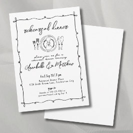 Convites Jantar de Rehearsal de Casamento Desenho à Mão Exc