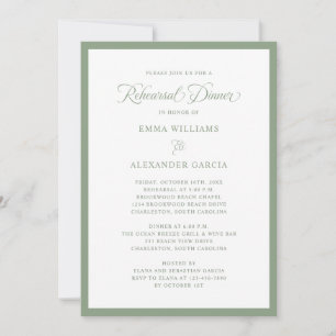 Convites Jantar de Rehearsal de Casamento Elegante Verde Sa