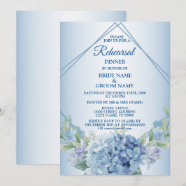 Convites Jantar de Rehearsal de Casamento Floral Azul Empoe