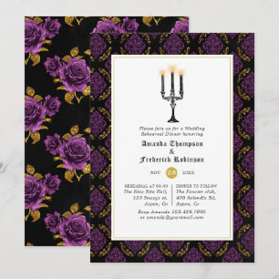 Convites Jantar de Rehearsal de Casamento Gótico Roxo e Dou