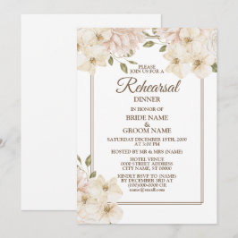Convites Jantar de Rehearsal de Casamento Moderno Floral Ro