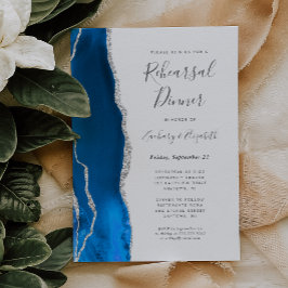 Convites Jantar de Rehearsal de Casamento Royal Blue Silver
