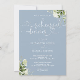 Convites Jantar de Rehearsal de Coração de Verde Desbotado 