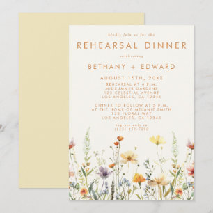 Convites Jantar de Rehearsal de Flor Silvestre Rústica de C