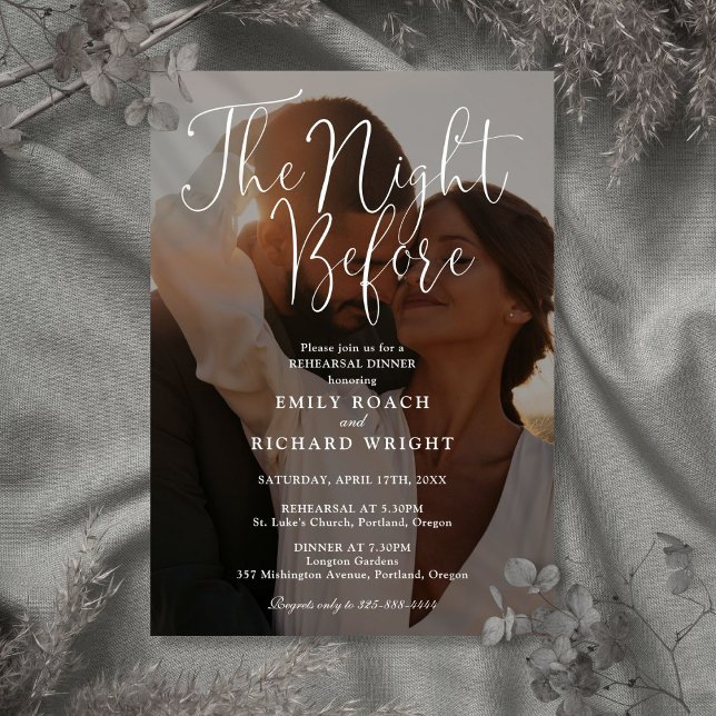 Convites Jantar de Rehearsal do Script da Noite Anterior (The Night Before Script Photo Rehearsal Dinner Invitation)