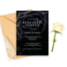Convites Jantar de Rehearsal Elegante Floral Rose Midnight