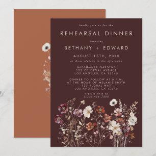 Convites Jantar de Rehearsal Floral Marrom Outono Elegante