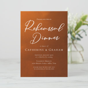 Convites Jantar de Rehearsal Laranja Queimada Rústica