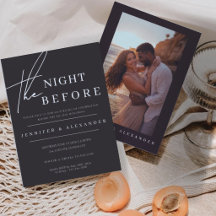 Jantar de Rehearsal Noturno com Foto Moderna Preta