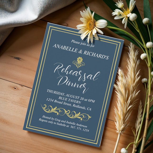 Convites Jantar de Rehearsal Vitoriano Elegante (Criador carregado)