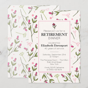 Convites Jantar de Retiro de Flores Silvestres Rosa Bonito