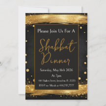Jantar de Shabat Dourado Preto Luxo Moderno