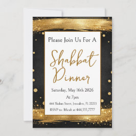 Convites Jantar de Shabbat Black Gold Luxo Moderno