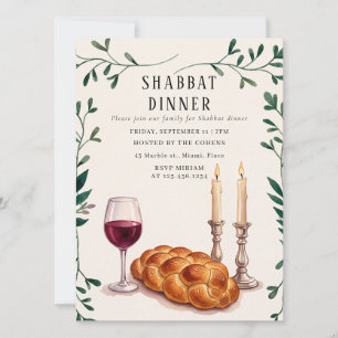 Convites Jantar de Shabbat Costume Família Judaica
