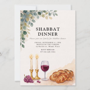 Convites Jantar de Shabbos Jantar de Shabbat Família Judaic