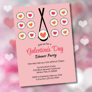 Convites Jantar de Sushi do Dia de Galentine's Day no Dia d