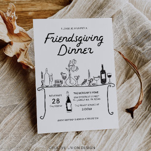 Convites Jantar do Dia de Ação de Graças com Amigos Desenha