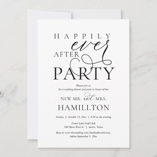 Convites Jantar e Festa de Pós-Casamento Felizes para Sempr (Frente)