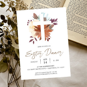 Convites Jantar Floral da Cruz Cristã da Primavera Páscoa