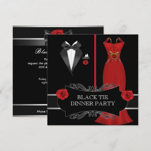 Convites Jantar Formal Festa Gravata Preta Branca Vermelho 