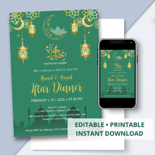 Convites Jantar Iftar de Luxo na Mesquita Verde Esmeralda e