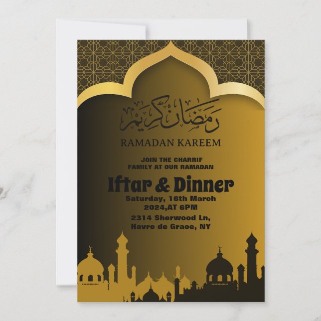 Convites Jantar Iftar Ouro Ramadan 2025 (Frente)