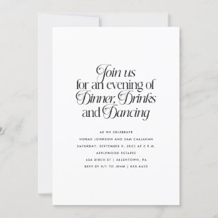 Convites Jantar Minimalista, Bebidas e Dança 