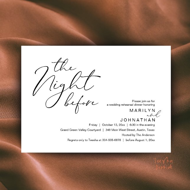 Convites Jantar Moderno de Ensaios de Casamento na Véspera (Modern The Night Before Wedding Rehearsal Dinner Invitation Card in Black and white)