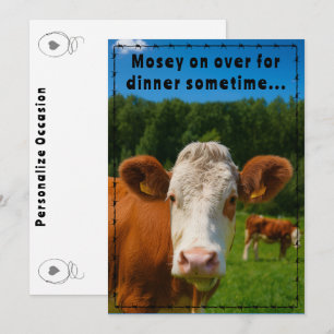 Convites Jantar Mosey On Over Estilo Fazenda Vaca Country R
