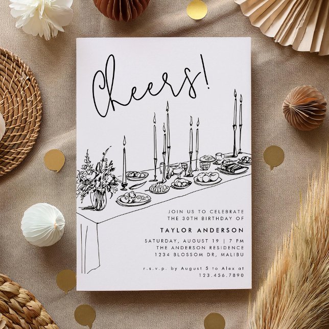 Convites Jantar Parte aniversário de 30 anos de Desenho de  (Criador carregado)