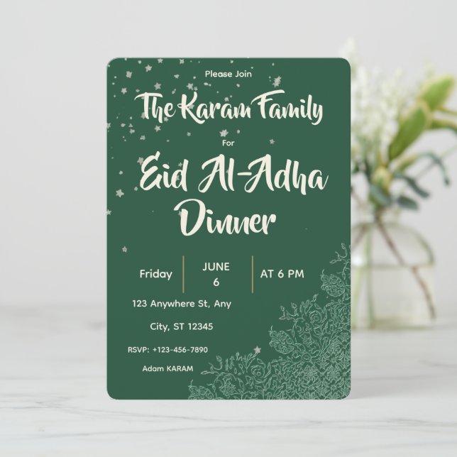 Convites Jantar Verde do Eid Al-Adha (Em pé/Frente)