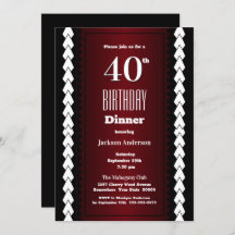 Janto aniversário de 40 anos Moderno Burgundy