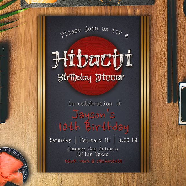 Convites Janto Birthday Hibachi (Hibachi Birthday Dinner Invitation)