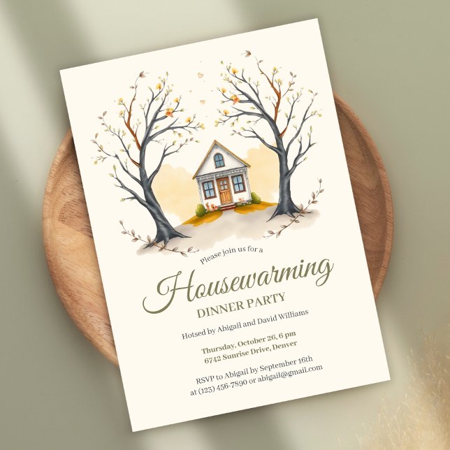 Convites Janto Cozy Cottage (Cozy Housewarming Dinner Party Invitation – Autumn Cottage Theme Invitation)