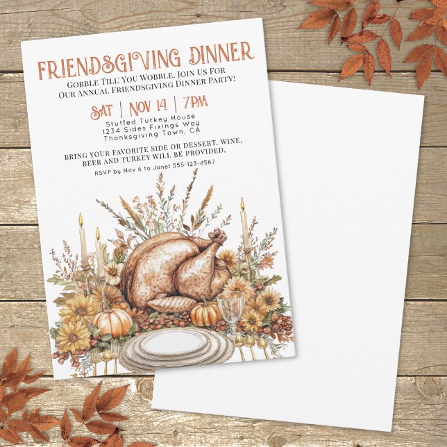 Convites Janto de Ação de Graças (Thanksgiving Friendsgiving Dinner Invitation)